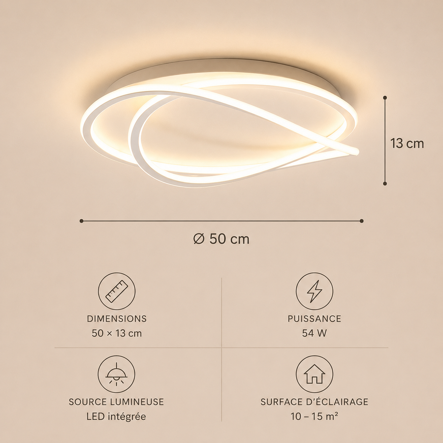 Plafonnier Anneaux Métal Blanc Minimaliste Design Moderne - Salle de Bain Salon Chambre — Maestral