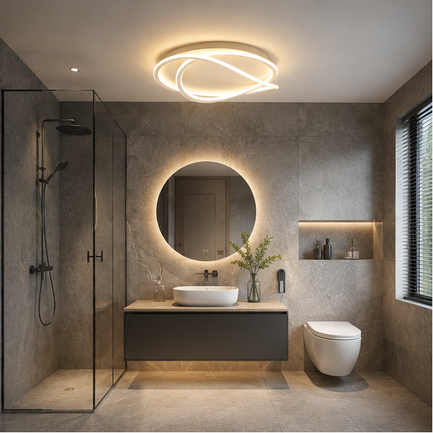 Plafonnier Anneaux Métal Blanc Minimaliste Design Moderne - Salle de Bain Salon Chambre — Maestral