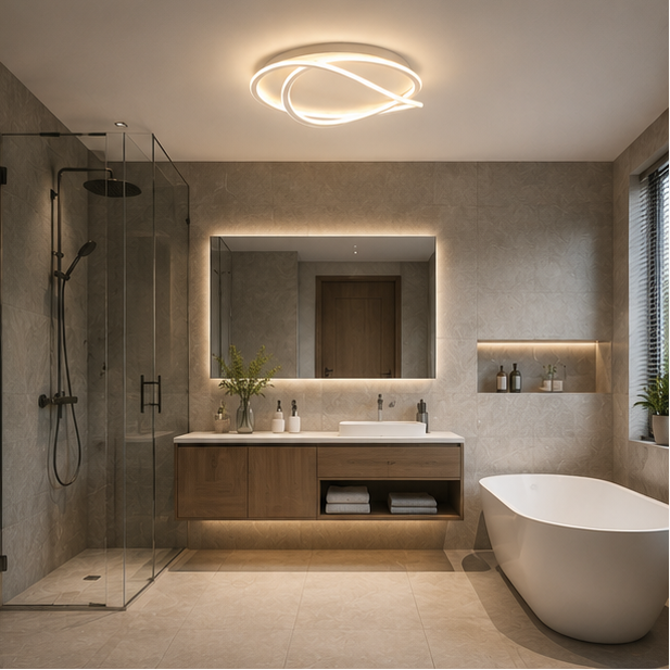Plafonnier Anneaux Métal Blanc Minimaliste Design Moderne - Salle de Bain Salon Chambre — Maestral