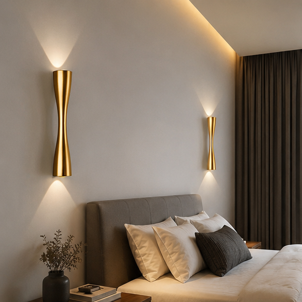 Applique Murale Extérieure Laiton Doré IP65 Cylindre Dorée - Extérieur Terrasse Entrée — Acero