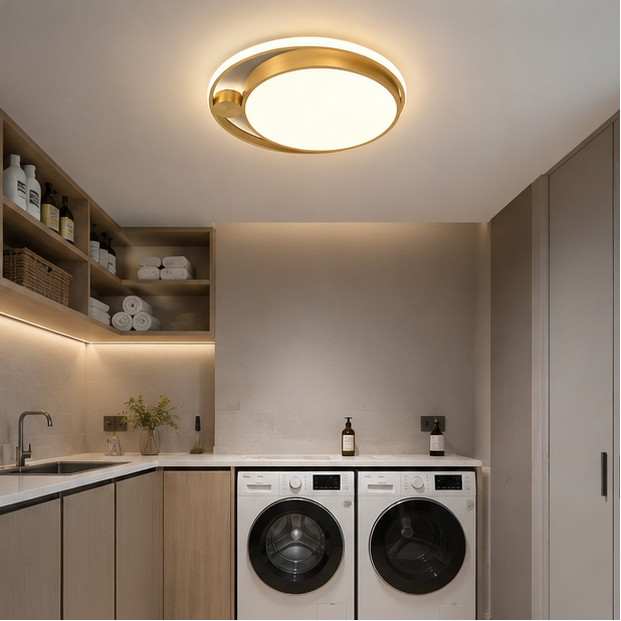 Plafonnier Anneau Métal Noir et Blanc Minimaliste Design Moderne - Salle de Bain Salon Chambre — Platino