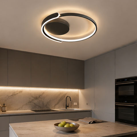 Plafonnier Anneau Métal Blanc Minimaliste Épuré Design Moderne - Salle de Bain Salon Chambre — Xenon