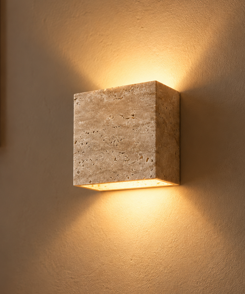 Applique Murale Demi-Sphère Céramique Beige et Bois - Chambre Salon Salle de Bain — Luna