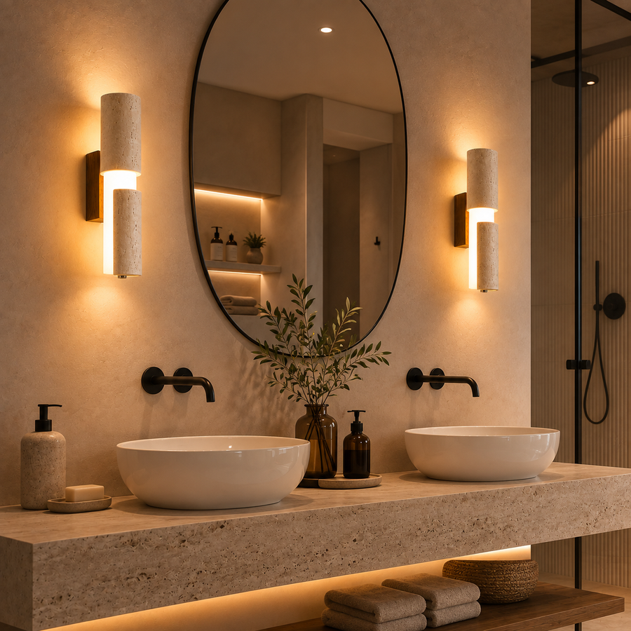 Applique Murale Barre Marbre Blanc Minimaliste Design Moderne - Chambre Salle de Bain Salon — Regulus