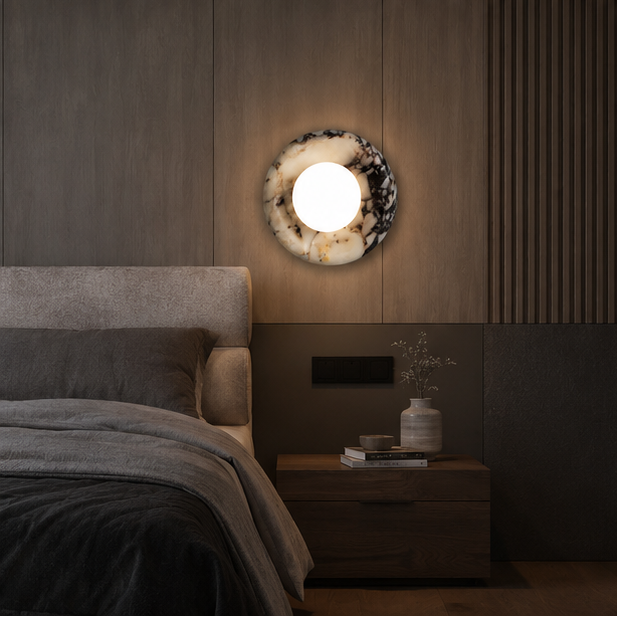 Applique Murale Bloc Béton et Bois Chêne Minimaliste Design Moderne - Chambre Salle de Bain Salon — Maja