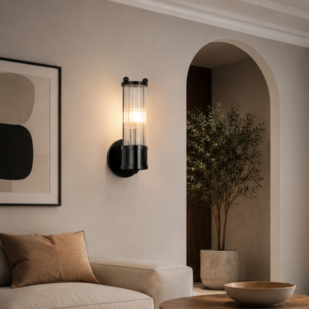 Applique Murale Verre Soufflé Vert et Laiton Épuré Design Moderne - Chambre Salle de Bain Salon — Orla