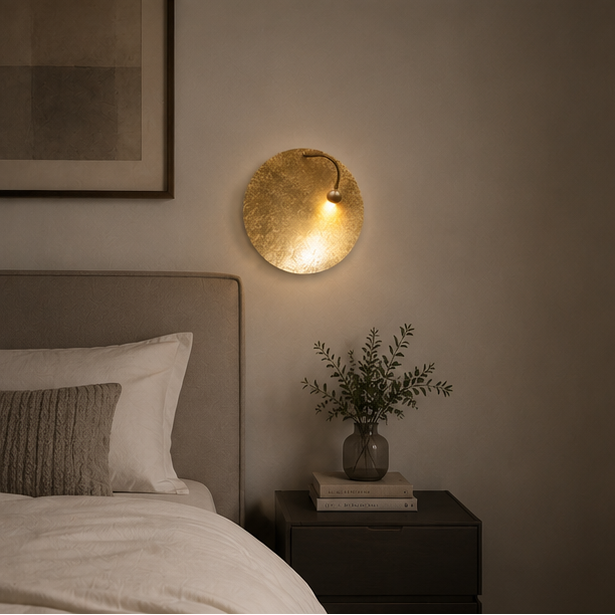 Applique Murale Disque Laiton Doré Minimaliste Design Moderne Dorée Ronde - Chambre Salle de Bain Salon — Brio