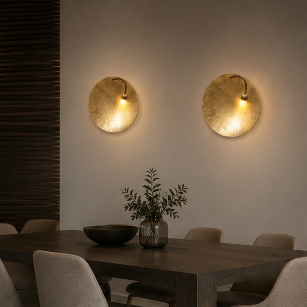 Applique Murale Disque Laiton Doré Minimaliste Design Moderne Dorée Ronde - Chambre Salle de Bain Salon — Brio