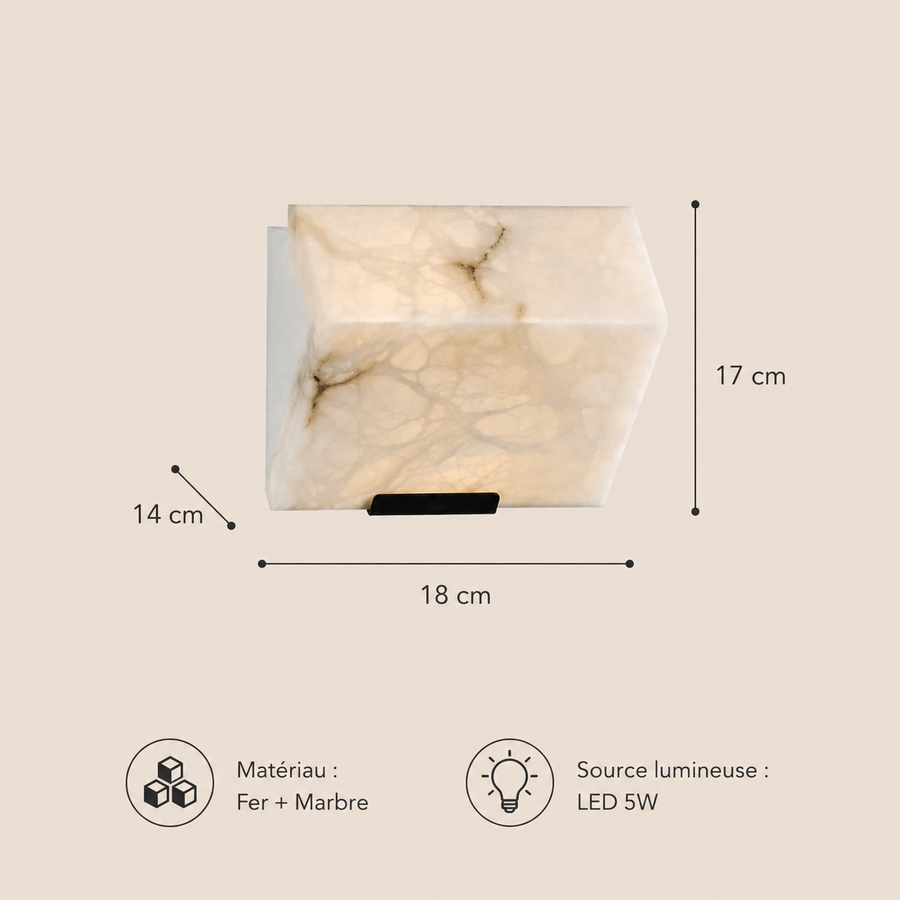 Applique Murale Cubes Marbre Blanc Minimaliste Design Moderne - Chambre Salle de Bain Salon — Oaxaca