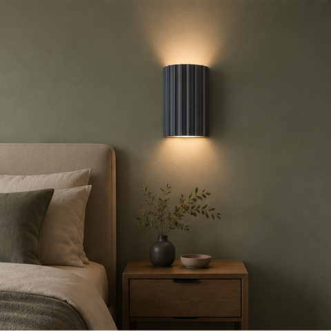 Applique Murale Cylindre Bois Texturé Minimaliste Design Moderne - Chambre Salle de Bain Salon — Colure