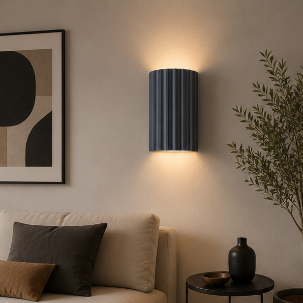 Applique Murale Cylindre Bois Texturé Minimaliste Design Moderne - Chambre Salle de Bain Salon — Colure