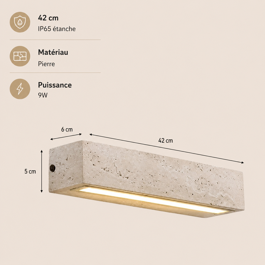 Applique Murale Pierre Travertin LED Chambre - Chambre Salon Salle de Bain — Galvus