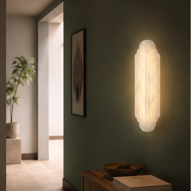 Applique Murale Cylindre Verre Blanc Art Déco Blanche - Chambre Salle de Bain Salon — Incandeo