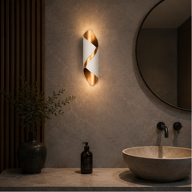 Applique Murale Courbe Cristal et Métal Doré Dorée - Chambre Salon Salle de Bain — Rita