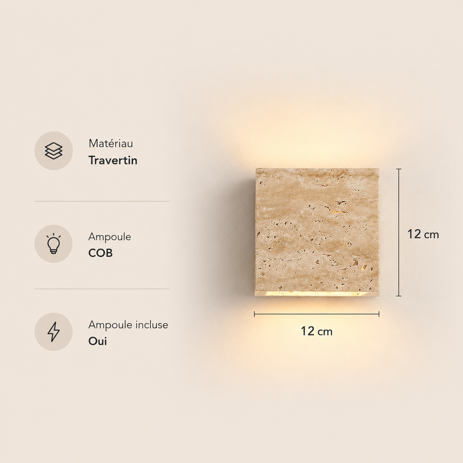 Applique Murale Demi-Sphère Céramique Beige et Bois - Chambre Salon Salle de Bain — Luna