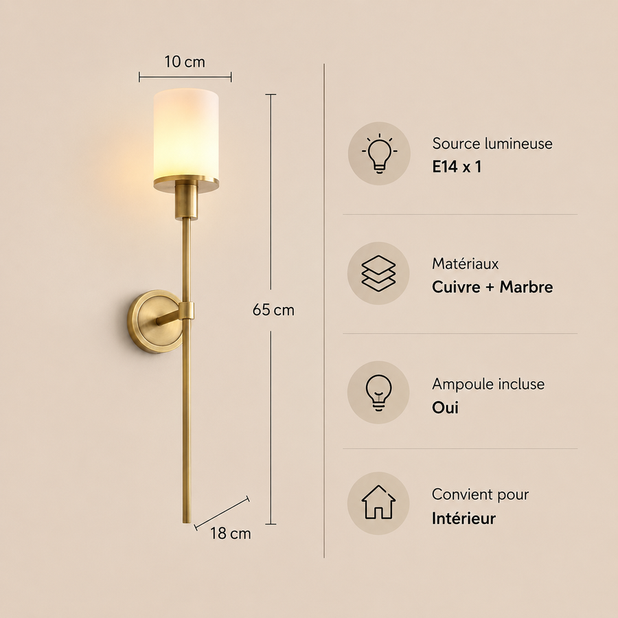 Applique Murale Sphère Albâtre Éclatante Minimaliste Design Moderne - Chambre Salle de Bain Salon — Novus