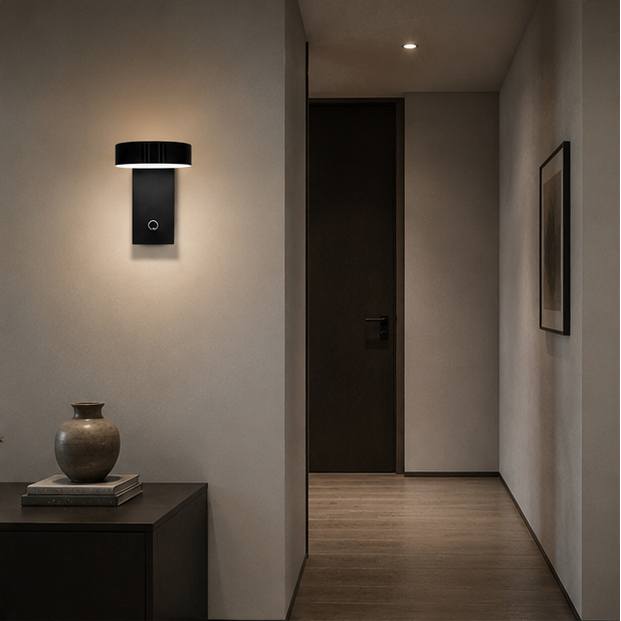Applique Murale Rectangle Métal Noir Mat Minimaliste Design Moderne Noire - Chambre Salle de Bain Salon — Porphyre