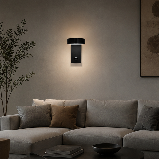Applique Murale Rectangle Métal Noir Mat Minimaliste Design Moderne Noire - Chambre Salle de Bain Salon — Porphyre