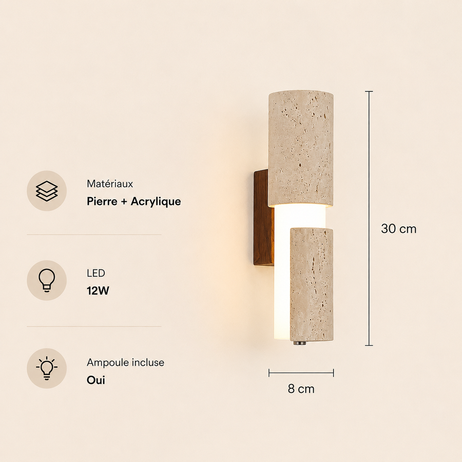 Applique Murale Barre Marbre Blanc Minimaliste Design Moderne - Chambre Salle de Bain Salon — Regulus
