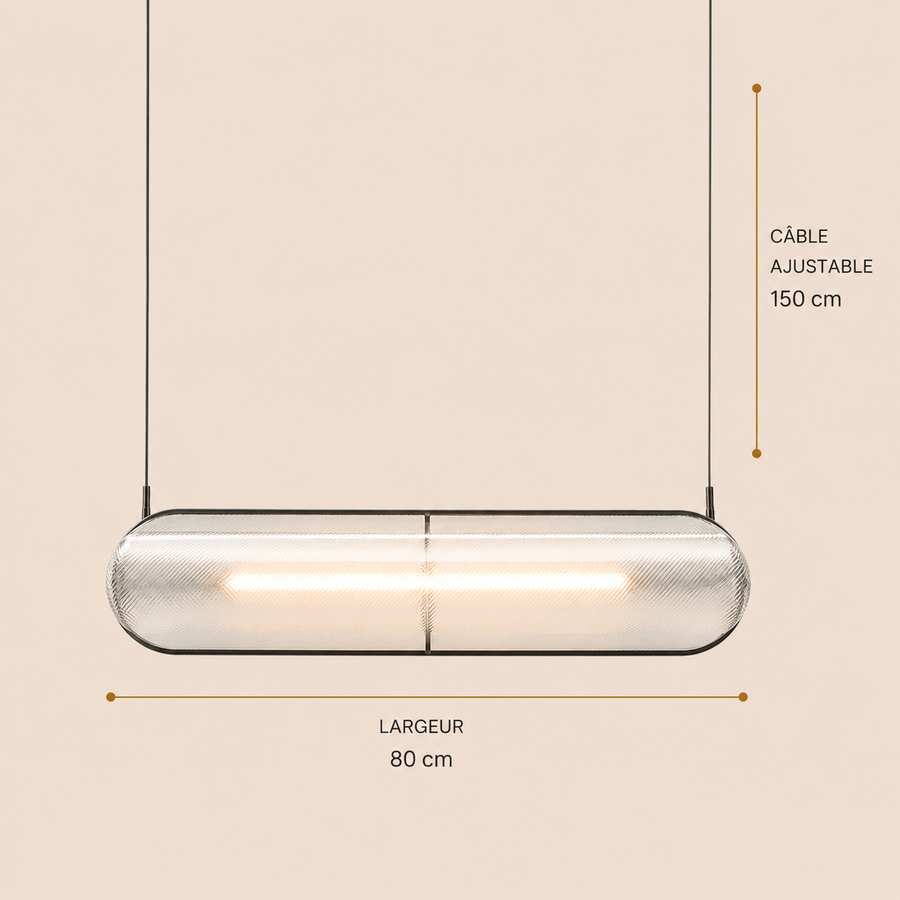 Suspension Cylindre Verre Texturé Transparent Minimaliste Design - Chambre Salon Cuisine — Fuste