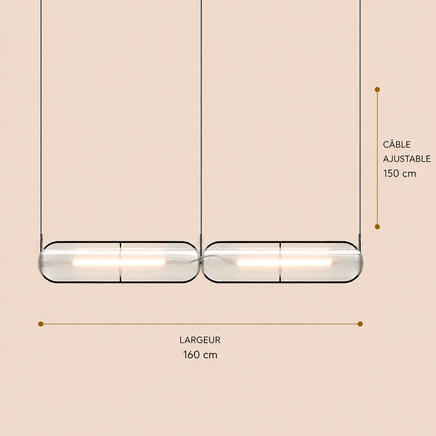 Suspension Cylindre Verre Texturé Transparent Minimaliste Design - Chambre Salon Cuisine — Fuste