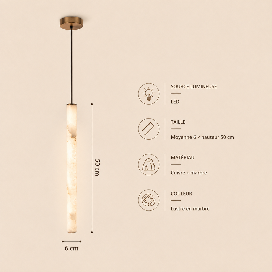 Suspension Cylindre Albâtre Blanc Minimaliste Design - Chambre Salon Cuisine — Colure