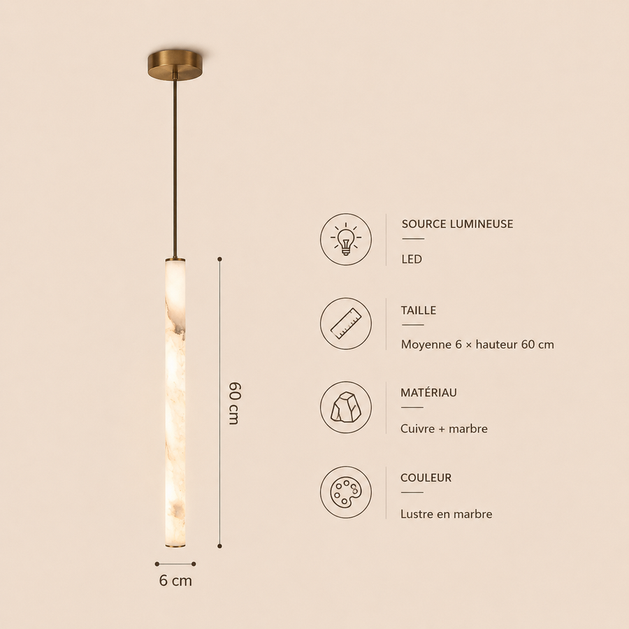 Suspension Cylindre Albâtre Blanc Minimaliste Design - Chambre Salon Cuisine — Colure