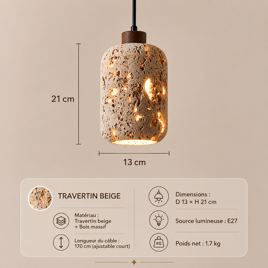 Suspension Cylindre Béton Sculpté Éclats Dorés - Chambre Salon Cuisine — Arundo