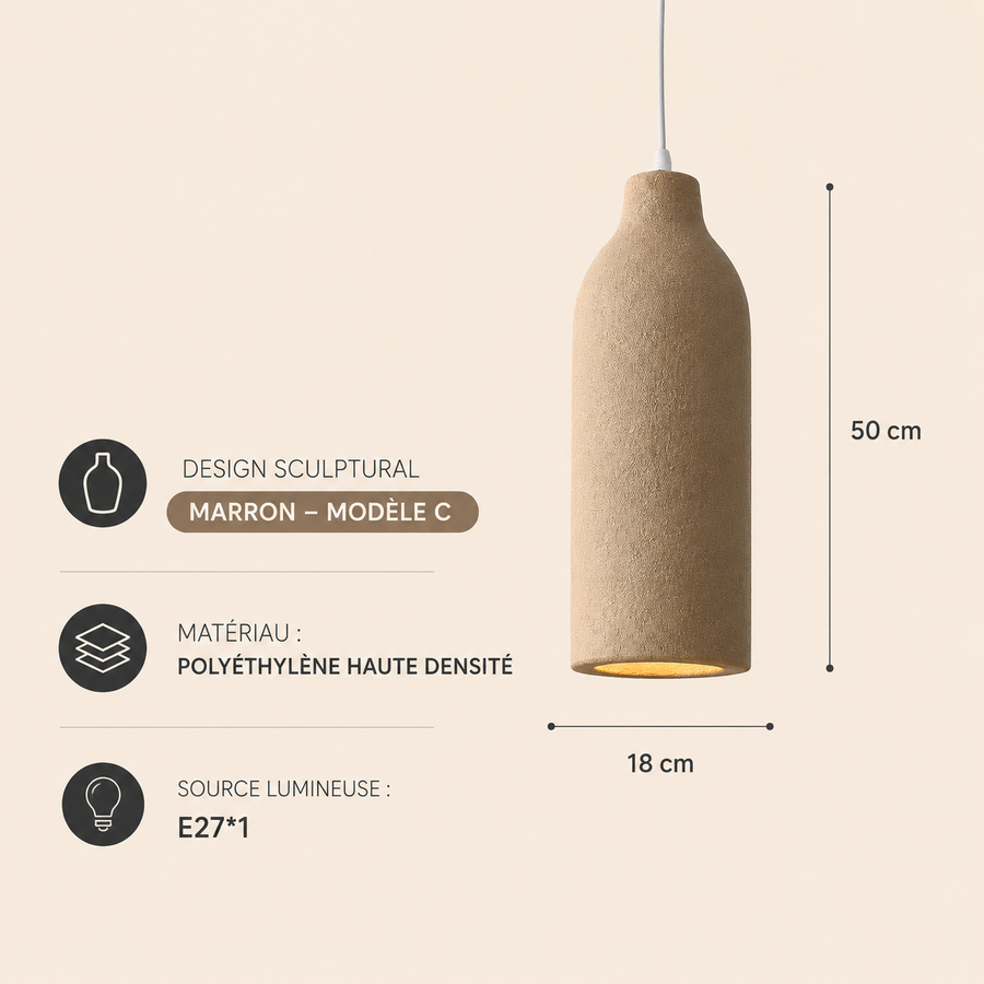 Suspension Cylindre Céramique Beige Minimaliste Design - Chambre Salon Cuisine — Colonne