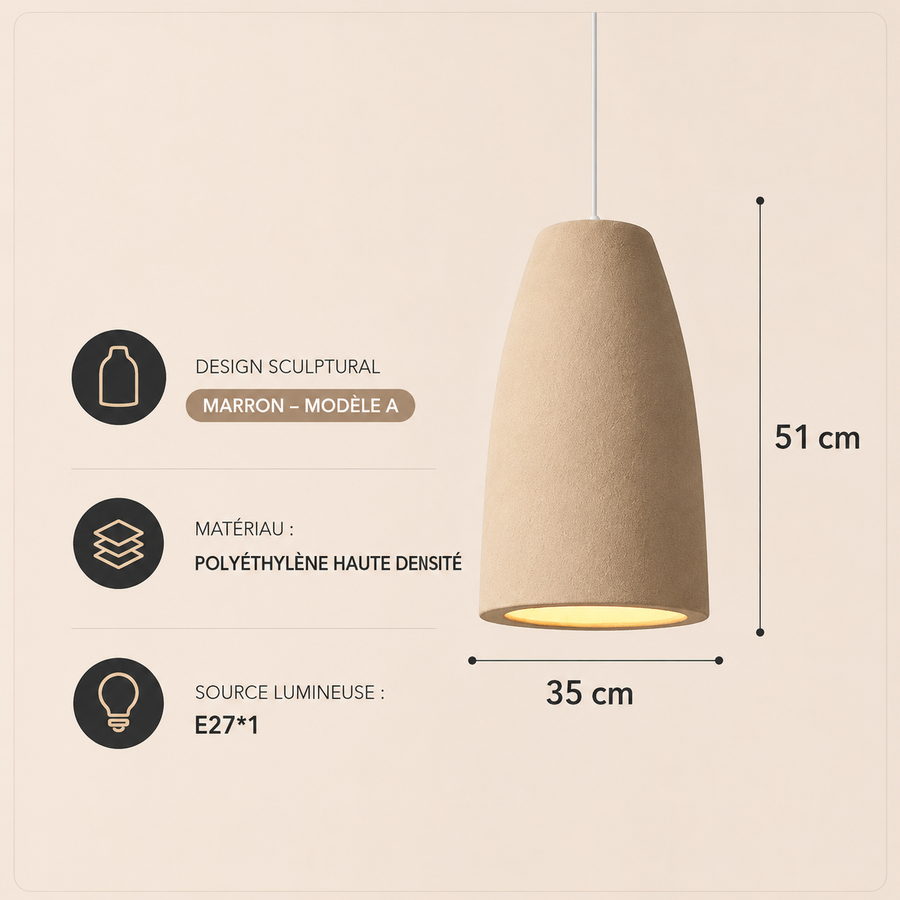 Suspension Cylindre Céramique Beige Minimaliste Design - Chambre Salon Cuisine — Colonne