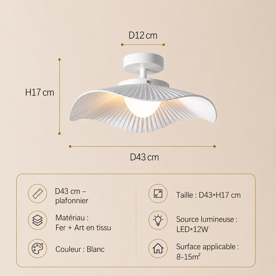 Suspension Vague Tissu Blanc Minimaliste Design - Chambre Salon Cuisine — Houle