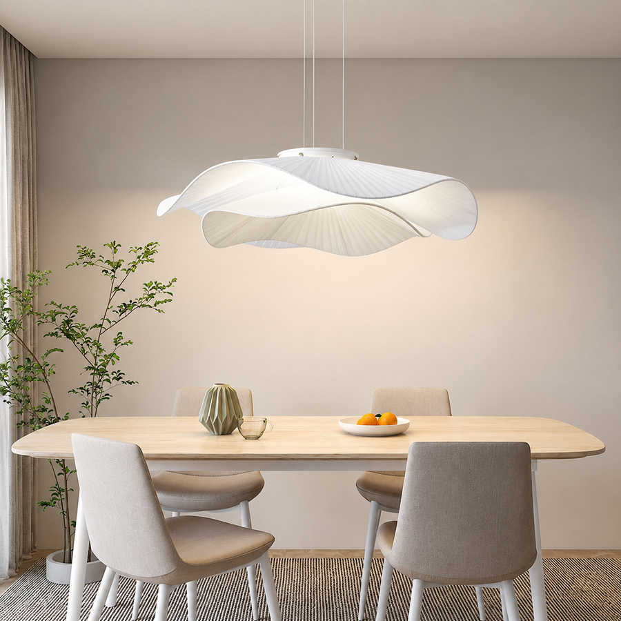 Suspension Vague Tissu Blanc Minimaliste Design - Chambre Salon Cuisine — Houle