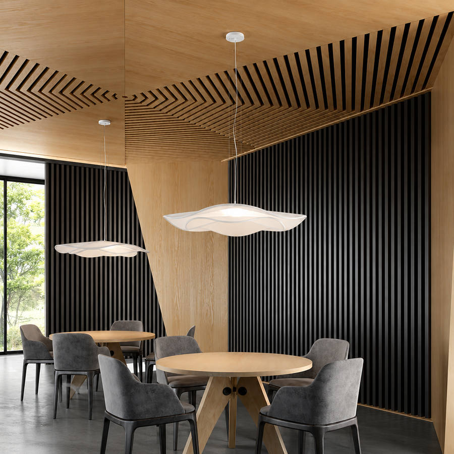 Suspension Vague Tissu Blanc Minimaliste Design - Chambre Salon Cuisine — Houle