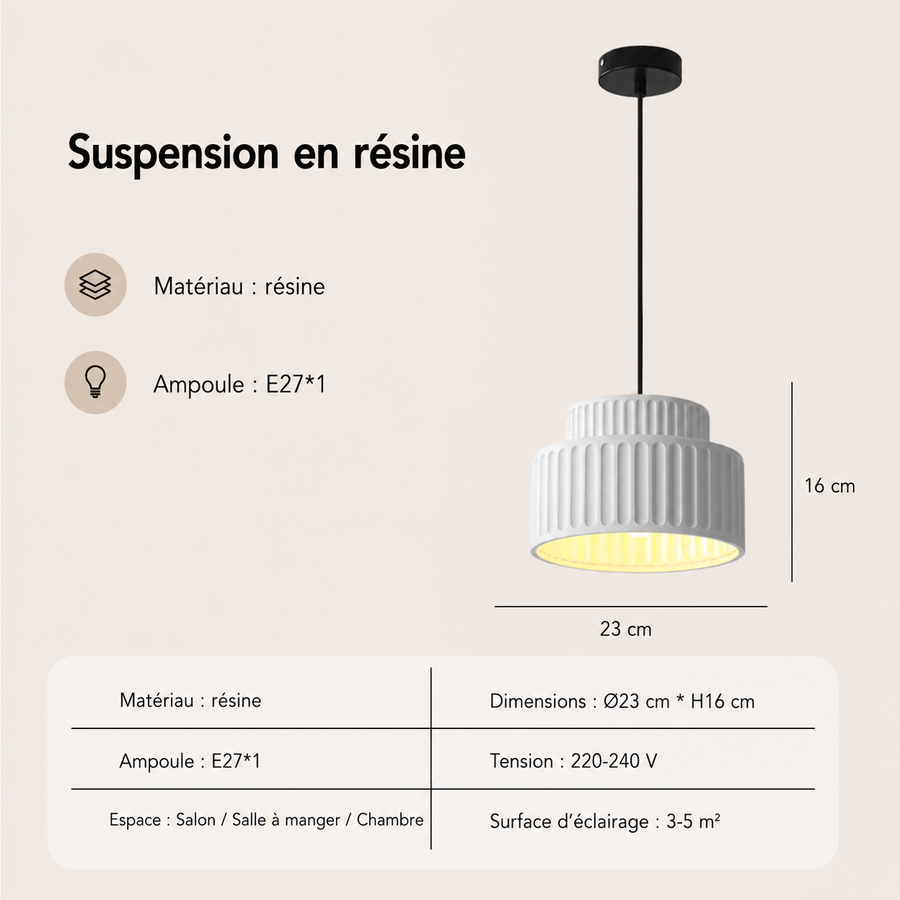 Stria Cylindre Fil Métallique Blanc et Doré