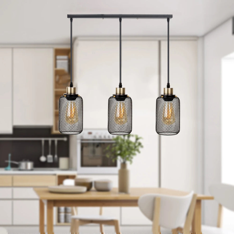 Suspension Cylindre Acier Noir Mat Industriel - Chambre Salon Cuisine — Vivo
