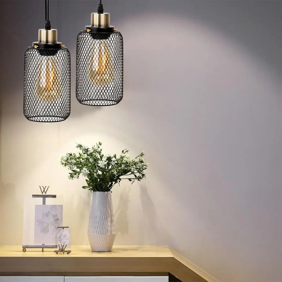 Suspension Cylindre Acier Noir Mat Industriel - Chambre Salon Cuisine — Vivo