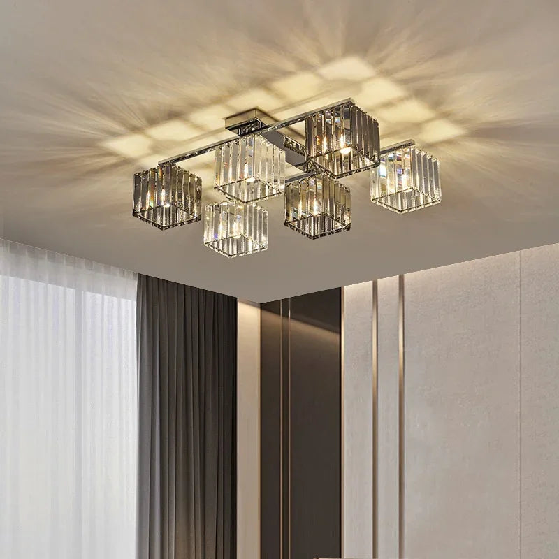 Sofia Cube Cristal et Métal Chromé Art Déco