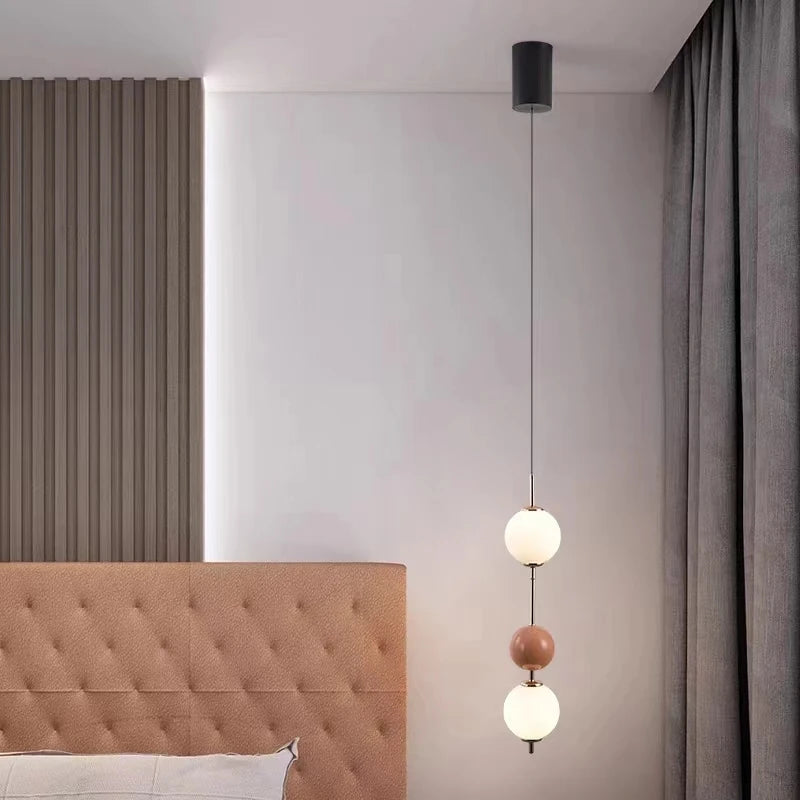 Suspension Sphère Verre Opalin et Céramique Taupe Minimaliste Design Boule - Chambre Salon Cuisine — Aldebaran