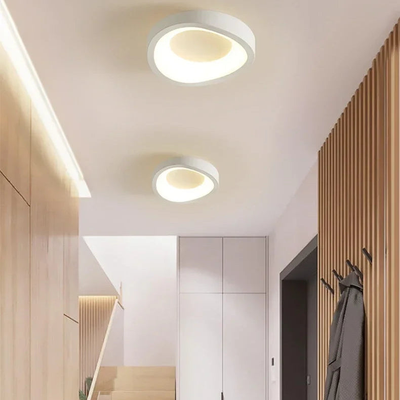 Plafonnier Anneau Métal Blanc Minimaliste Design Moderne - Salle de Bain Salon Chambre — Photon