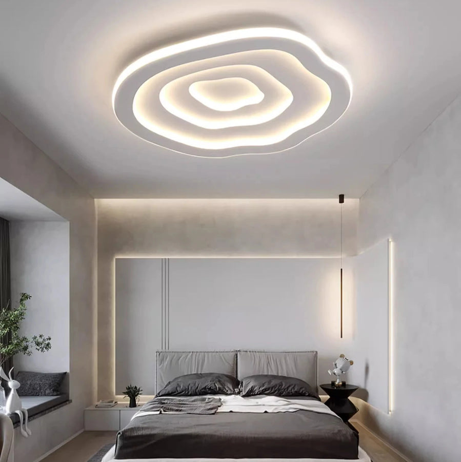 Plafonnier Anneaux Métal Noir et Blanc Épuré Design Moderne - Salle de Bain Salon Chambre — Ritmeo