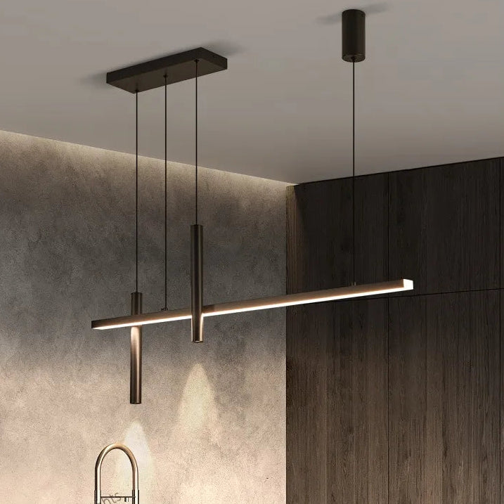 Suspension Linéaire Métal Noir Mat Minimaliste Design - Chambre Salon Cuisine — Traverse