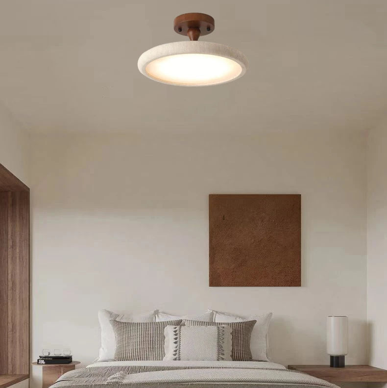 Plafonnier Anneau Bois Naturel et Métal Noir - Salon Chambre Salle à Manger — Canopus