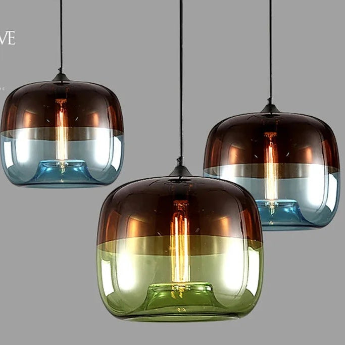Suspension Cylindre Verre Soufflé Bicolore Élégant - Chambre Salon Cuisine — Jaspe