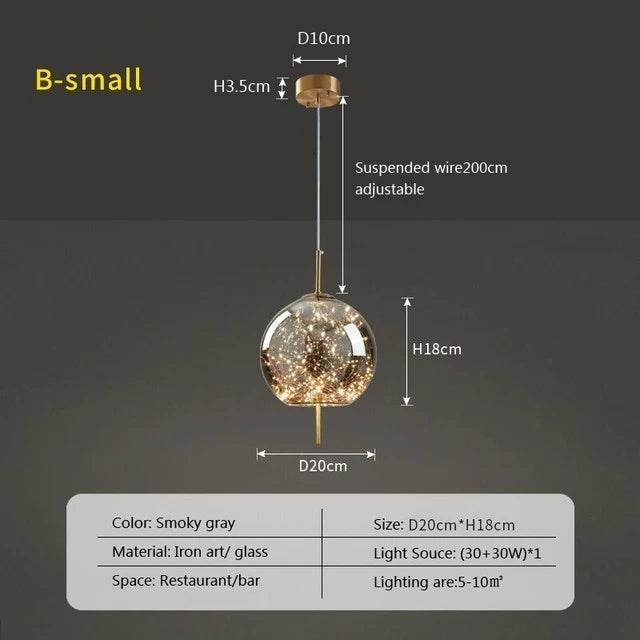 Nara Globe Verre Transparent et Laiton Éclatant