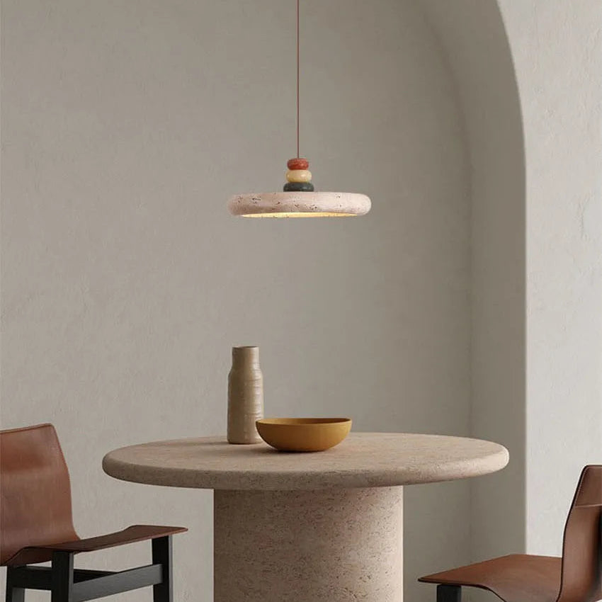Suspension Cylindre Pierre Empilée Multicolore Nordique Design - Chambre Salon Cuisine — Incandeo