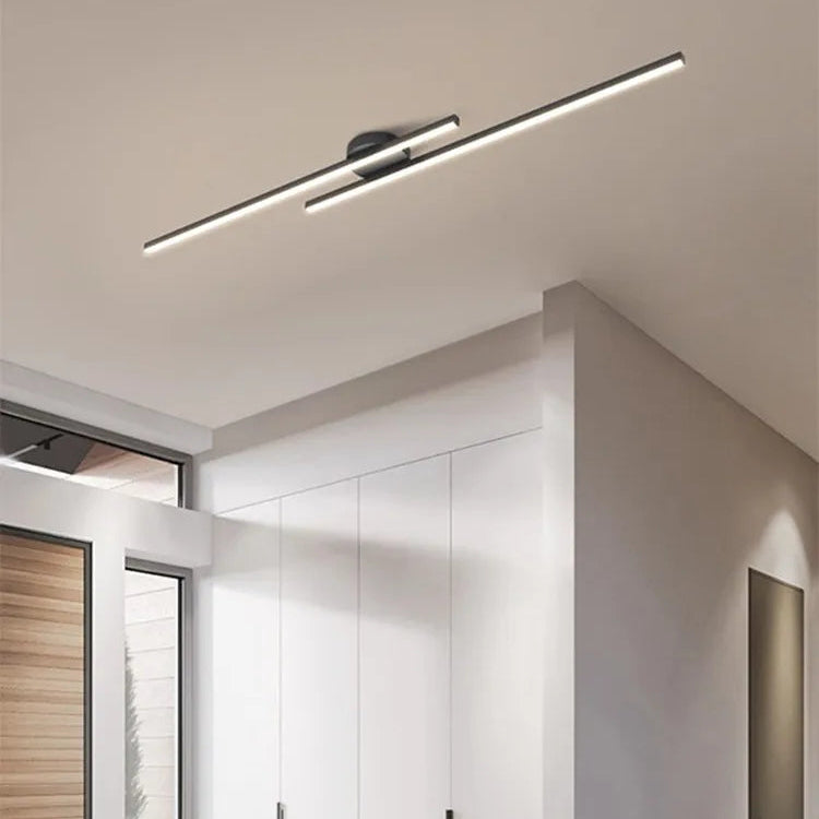 Plafonnier Linéaire Métal Noir Minimaliste Design Moderne - Salle de Bain Salon Chambre — Aase