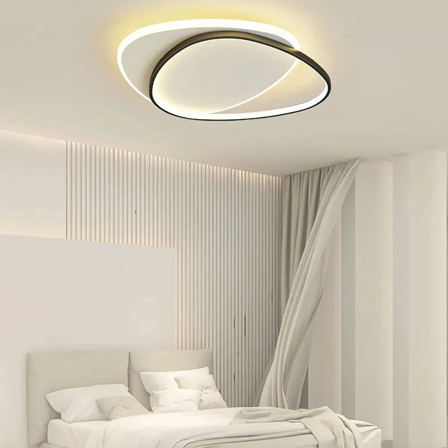 Plafonnier Anneaux Métal Noir et Blanc Minimaliste Design Moderne - Salle de Bain Salon Chambre — Horos