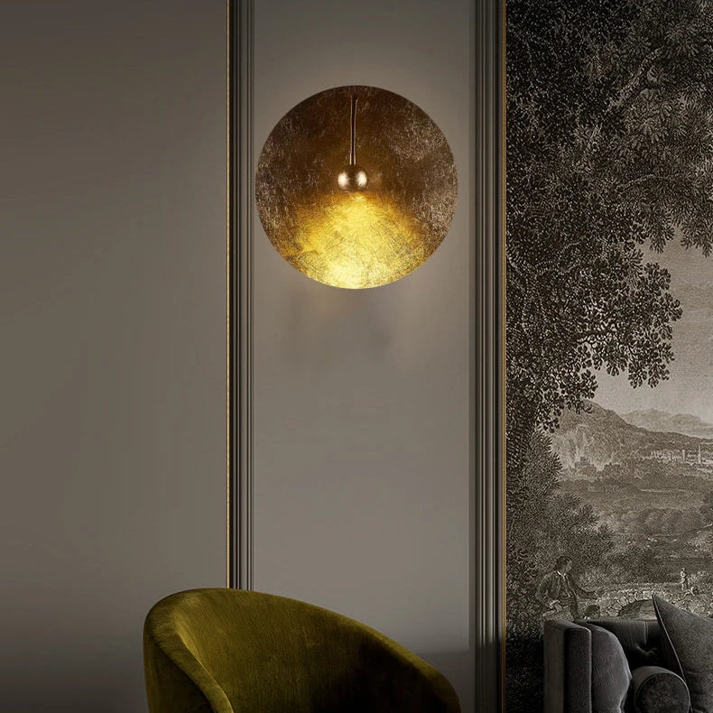 Applique Murale Disque Laiton Doré Minimaliste Design Moderne Dorée Ronde - Chambre Salle de Bain Salon — Brio