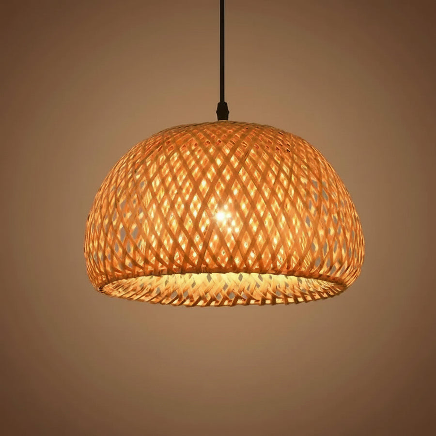 Suspension Dôme Bambou Tressé Naturel Épuré Design - Cuisine Chambre Salon — Adiza