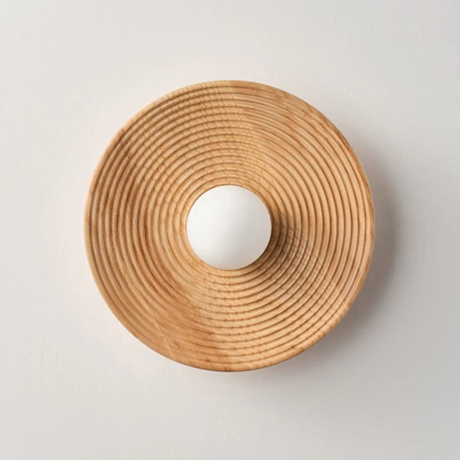 Applique Murale Bois Naturel Disque Rond Texturé Ronde - Chambre Salon Salle de Bain — Éclat